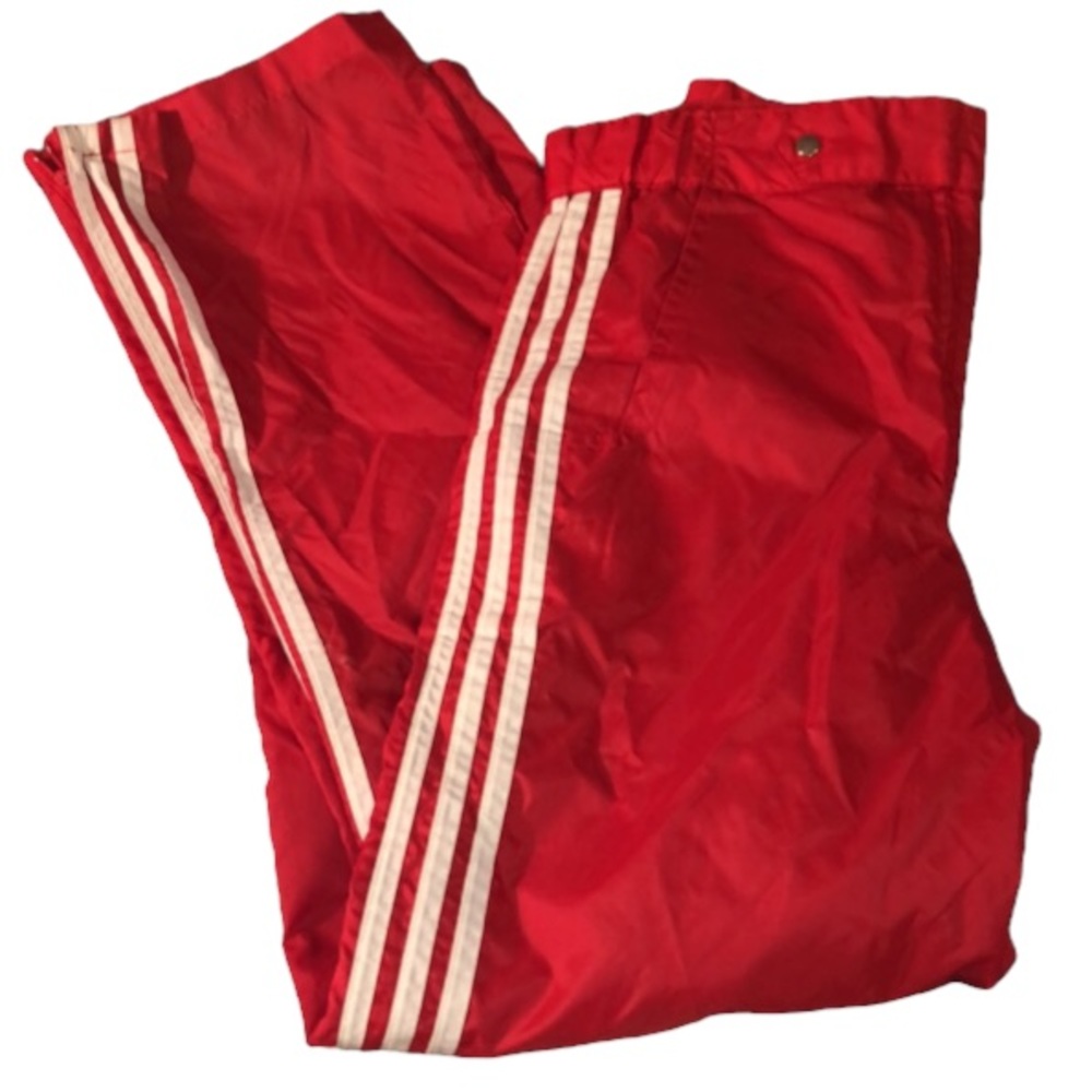 Vintage B-boy Breakdance Adidas Nylon Pants Hip Hop 90 Red Sidezippers Mens S